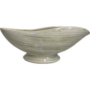 McCoy Asymmetrical Boat Planter Footed Brushed Green Cream AS IS